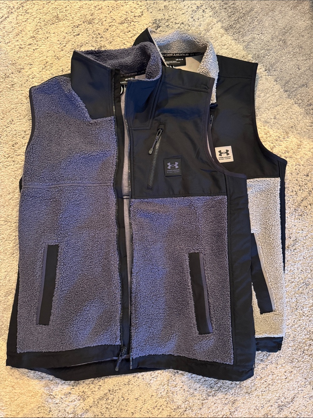 Under Armor Sherpa Vest in Gray and Dark Blue